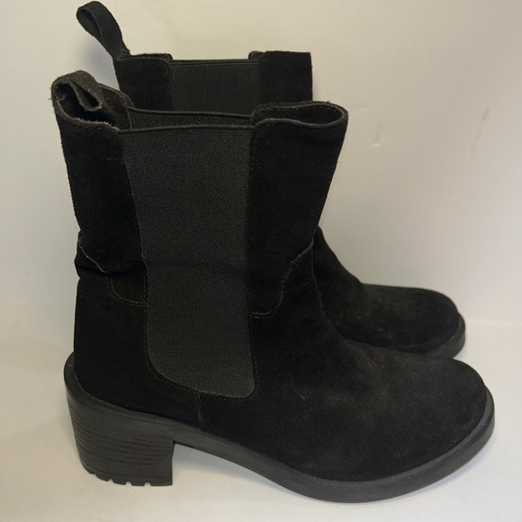 EMANUELE CRASTO Women Black Suede Chelsea Boots Made in Italy Modern Size 9/ 40 - Picture 1 of 7